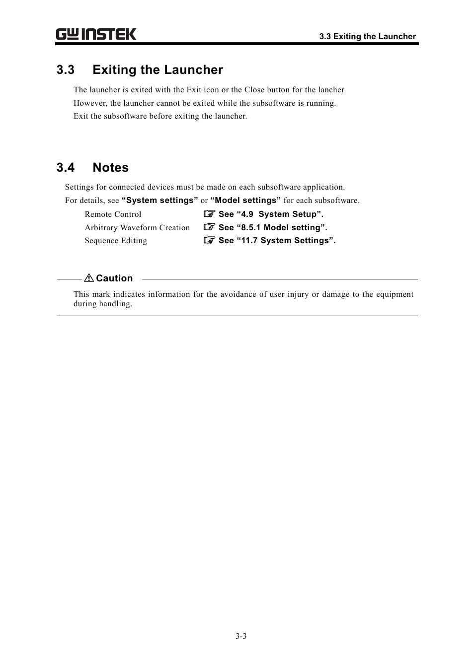 3 exiting the launcher | GW Instek APS-1102 Control Software User Manual User Manual | Page 23 / 134