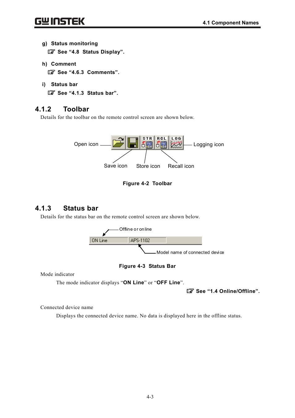 2 toolbar, 3 status bar | GW Instek APS-1102 Control Software User Manual User Manual | Page 27 / 134