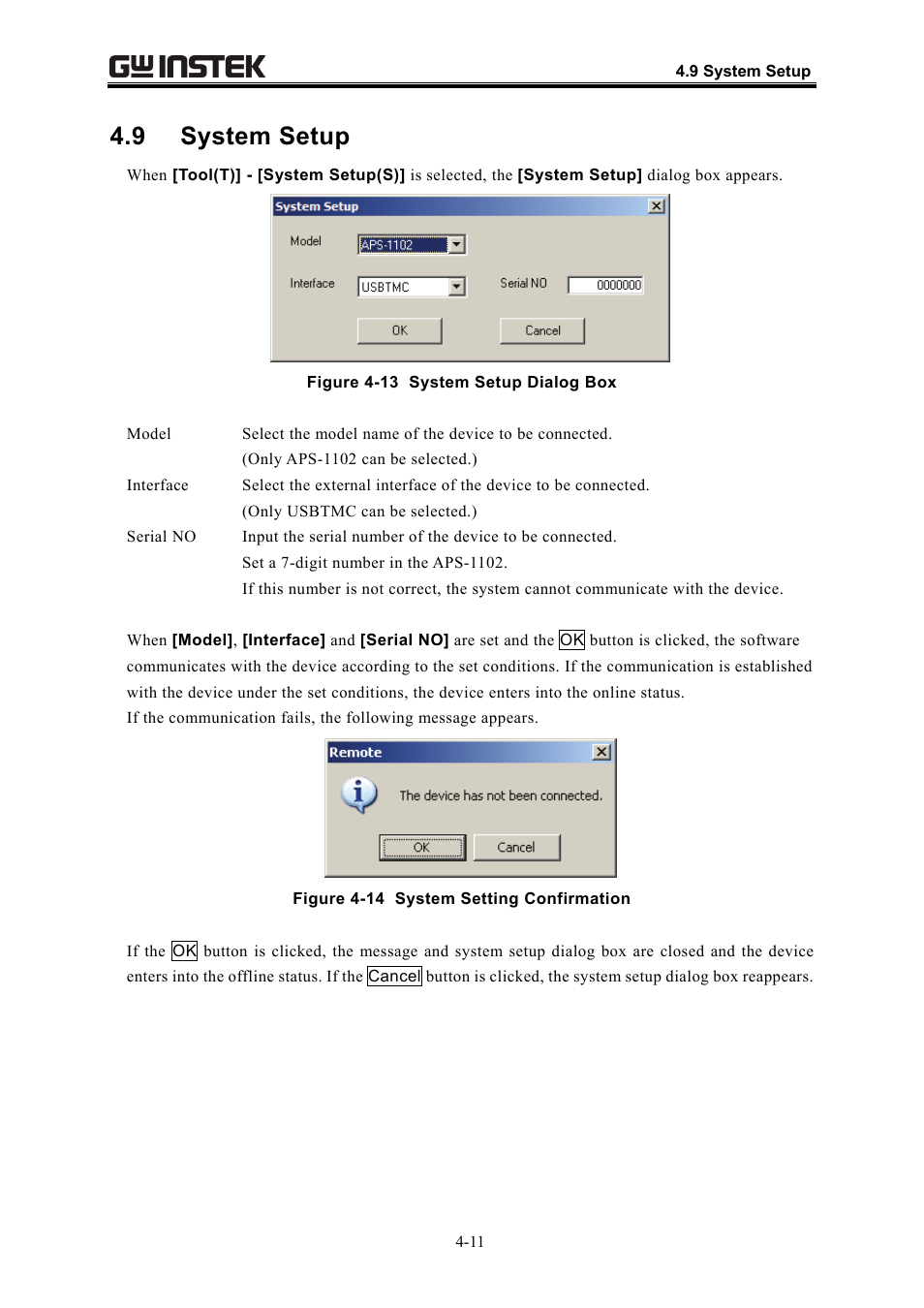 9 system setup | GW Instek APS-1102 Control Software User Manual User Manual | Page 35 / 134