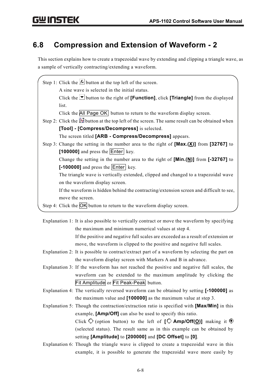 8 compression and extension of waveform - 2 | GW Instek APS-1102 Control Software User Manual User Manual | Page 50 / 134