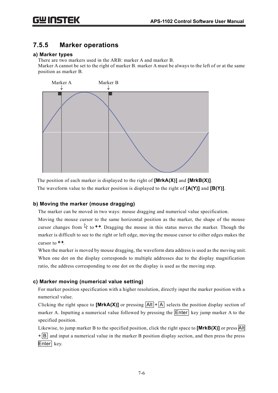 5 marker operations | GW Instek APS-1102 Control Software User Manual User Manual | Page 58 / 134