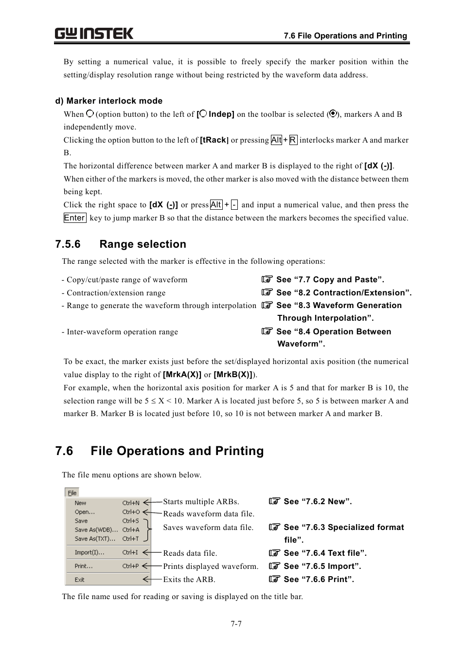 6 file operations and printing, 6 range selection | GW Instek APS-1102 Control Software User Manual User Manual | Page 59 / 134