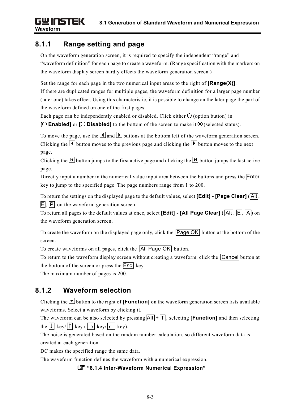 1 range setting and page, 2 waveform selection | GW Instek APS-1102 Control Software User Manual User Manual | Page 67 / 134
