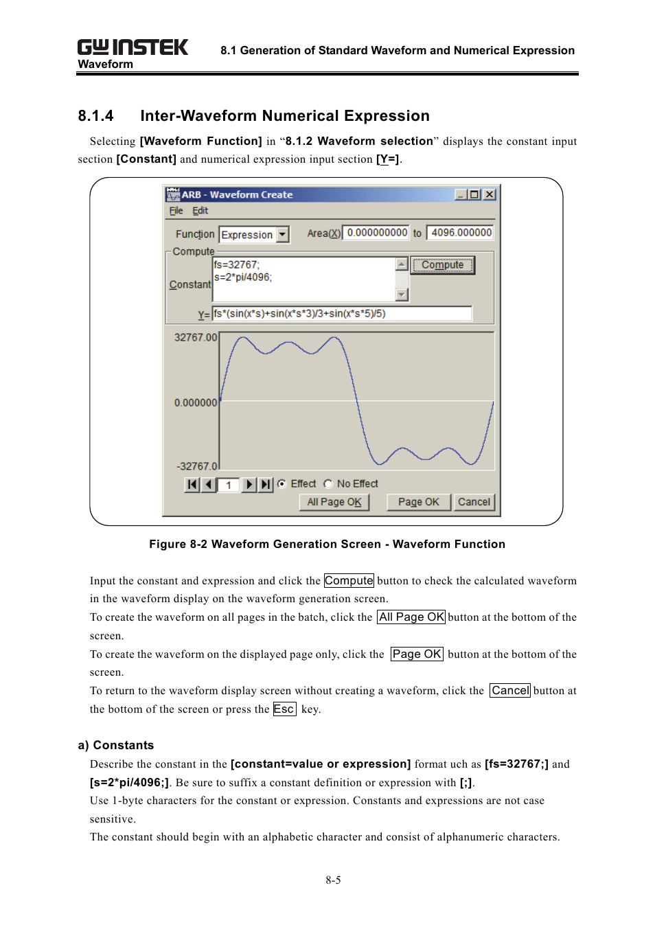 4 inter-waveform numerical expression | GW Instek APS-1102 Control Software User Manual User Manual | Page 69 / 134