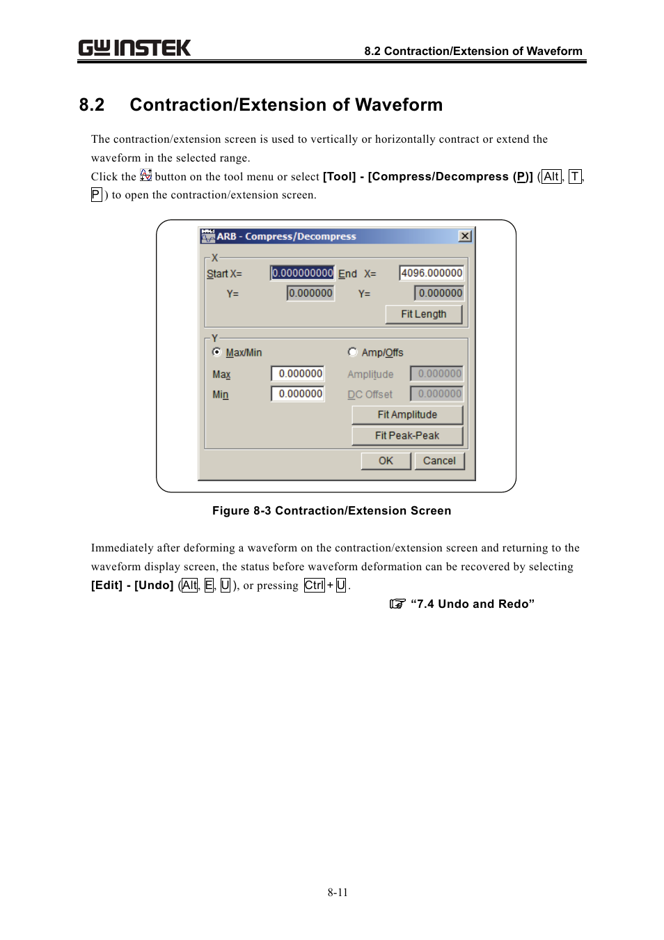 2 contraction/extension of waveform | GW Instek APS-1102 Control Software User Manual User Manual | Page 75 / 134