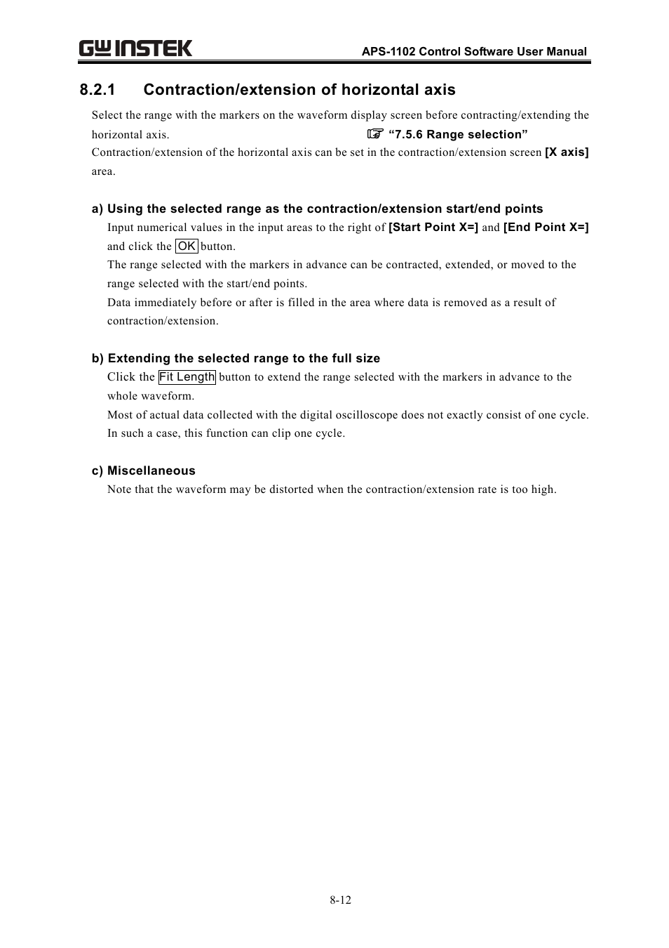 1 contraction/extension of horizontal axis | GW Instek APS-1102 Control Software User Manual User Manual | Page 76 / 134