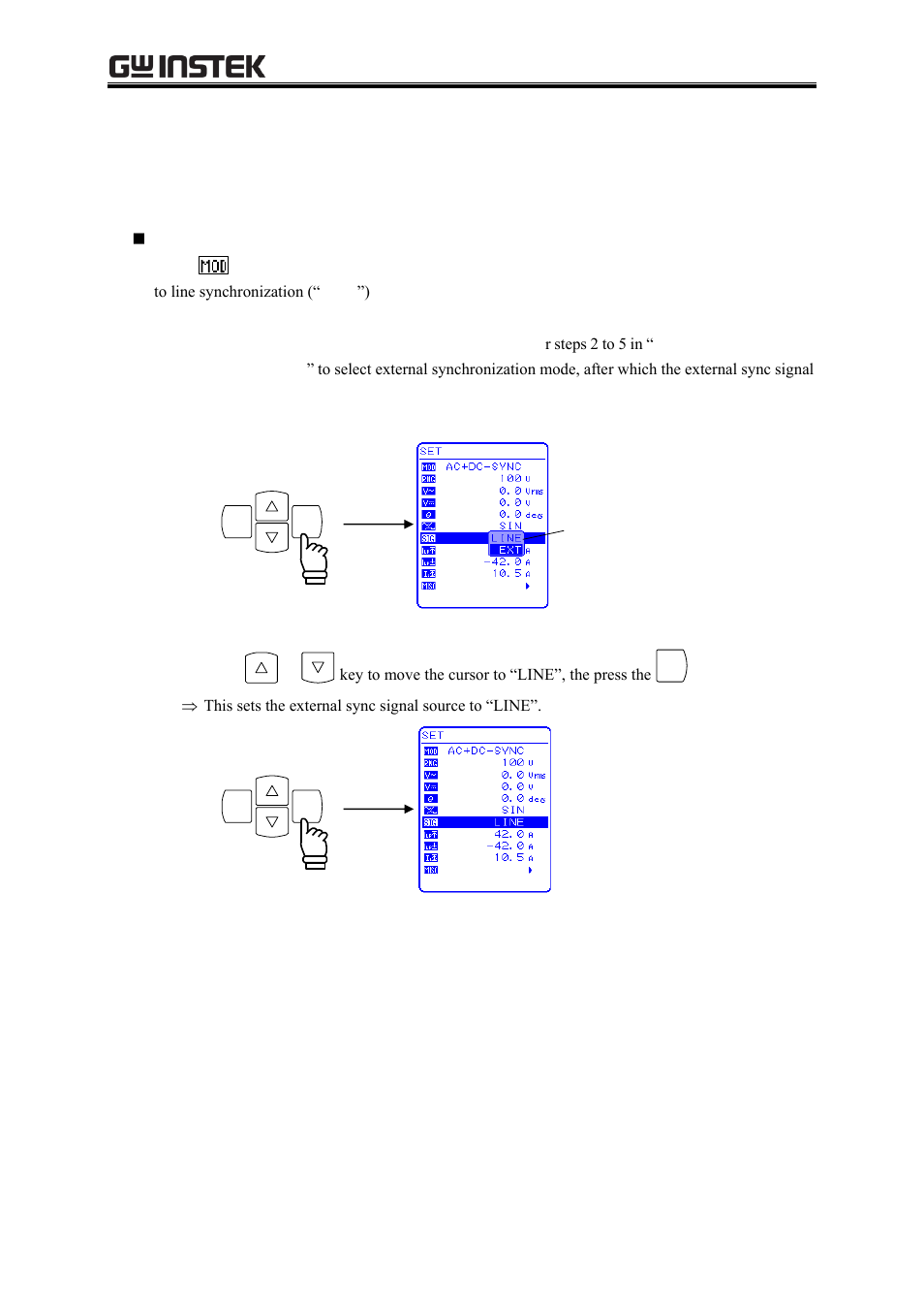 Line synchronization, Using memory functions, 2 line synchronization | GW Instek APS-1102A User Manual User Manual | Page 126 / 285