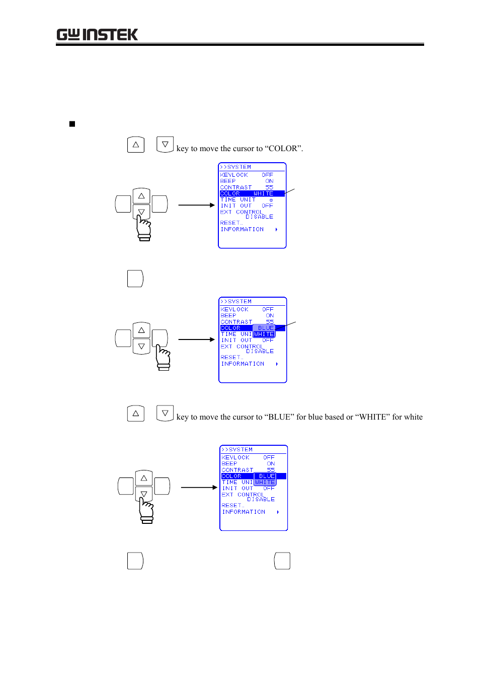 4 lcd display color setting | GW Instek APS-1102A User Manual User Manual | Page 179 / 285