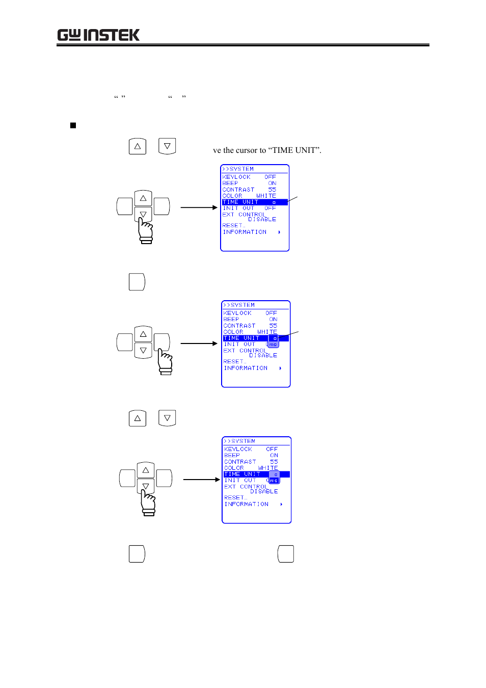 Time unit setting, Output on/off setting at power-on, 5 time unit setting | GW Instek APS-1102A User Manual User Manual | Page 180 / 285