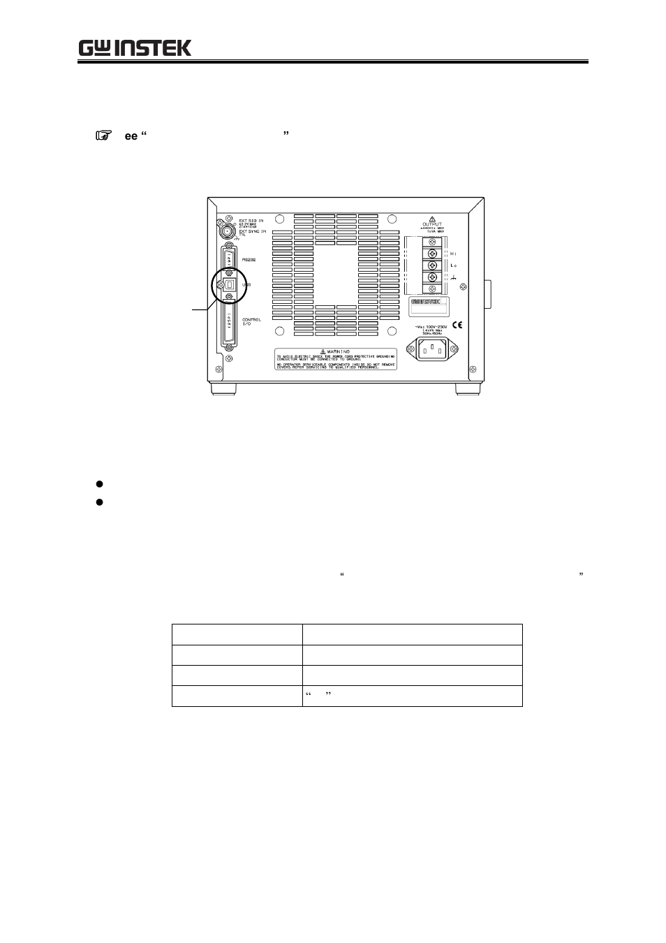 Usb connector, External control i/o, 3 usb connector | GW Instek APS-1102A User Manual User Manual | Page 46 / 285