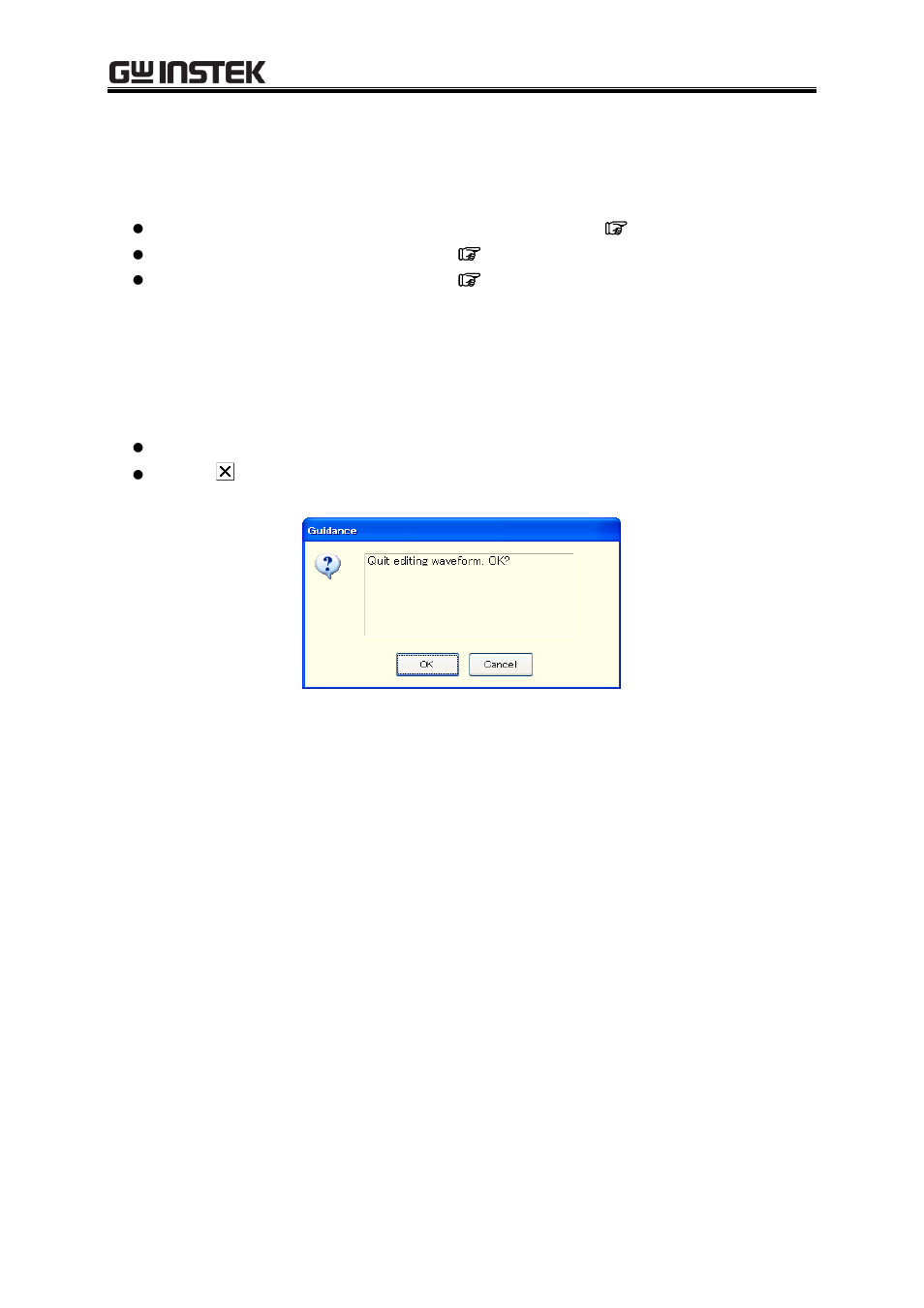 Opening the arbitrary waveform editing window, Closing the arbitrary waveform editing window, Opening/closing the arbitrary waveform | Editing window | GW Instek APS-1102 Control Software User Manual User Manual | Page 56 / 96