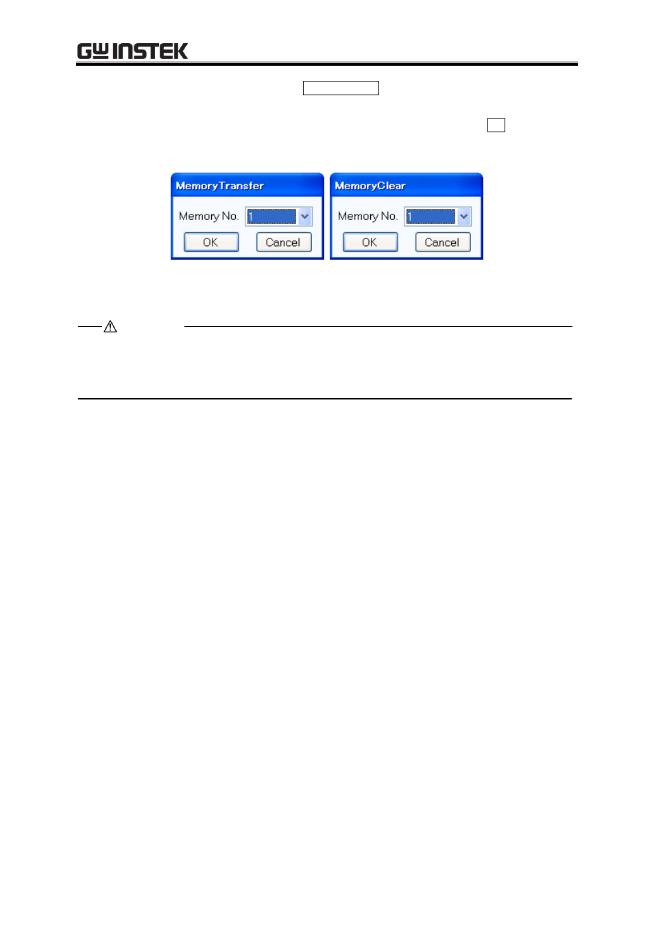 Figure 7-13 memory transfer/memory clear dialog | GW Instek APS-1102 Control Software User Manual User Manual | Page 92 / 96