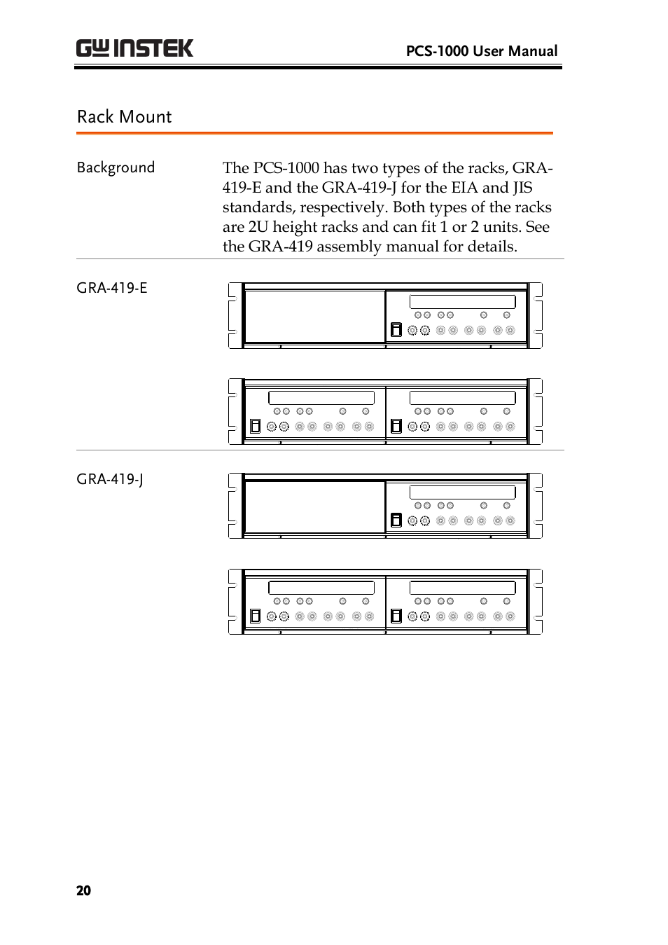 Rack mount | GW Instek PCS-1000 User Manual | Page 20 / 93
