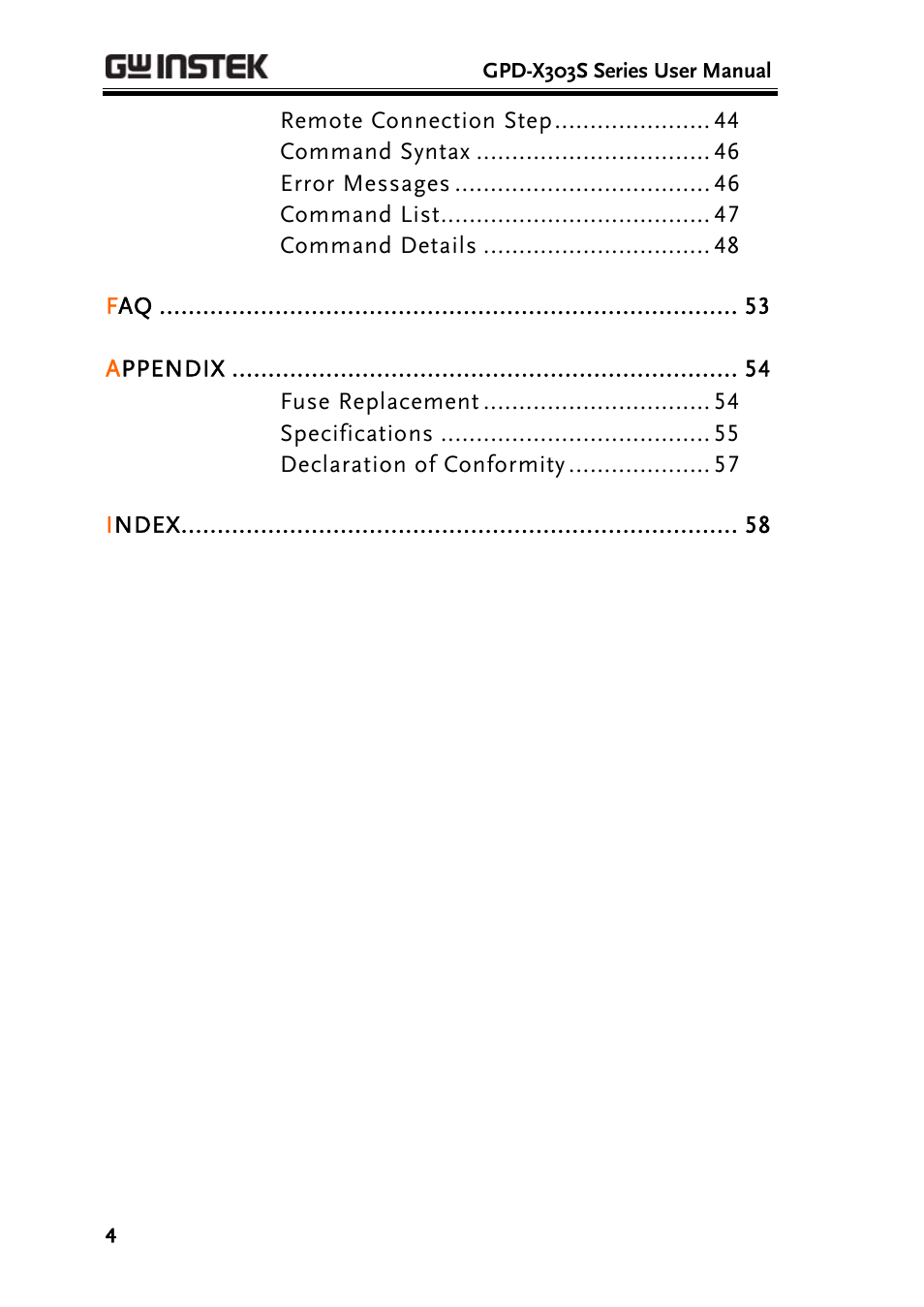 Safety instructions | GW Instek GPD-4303S User Manual | Page 4 / 59