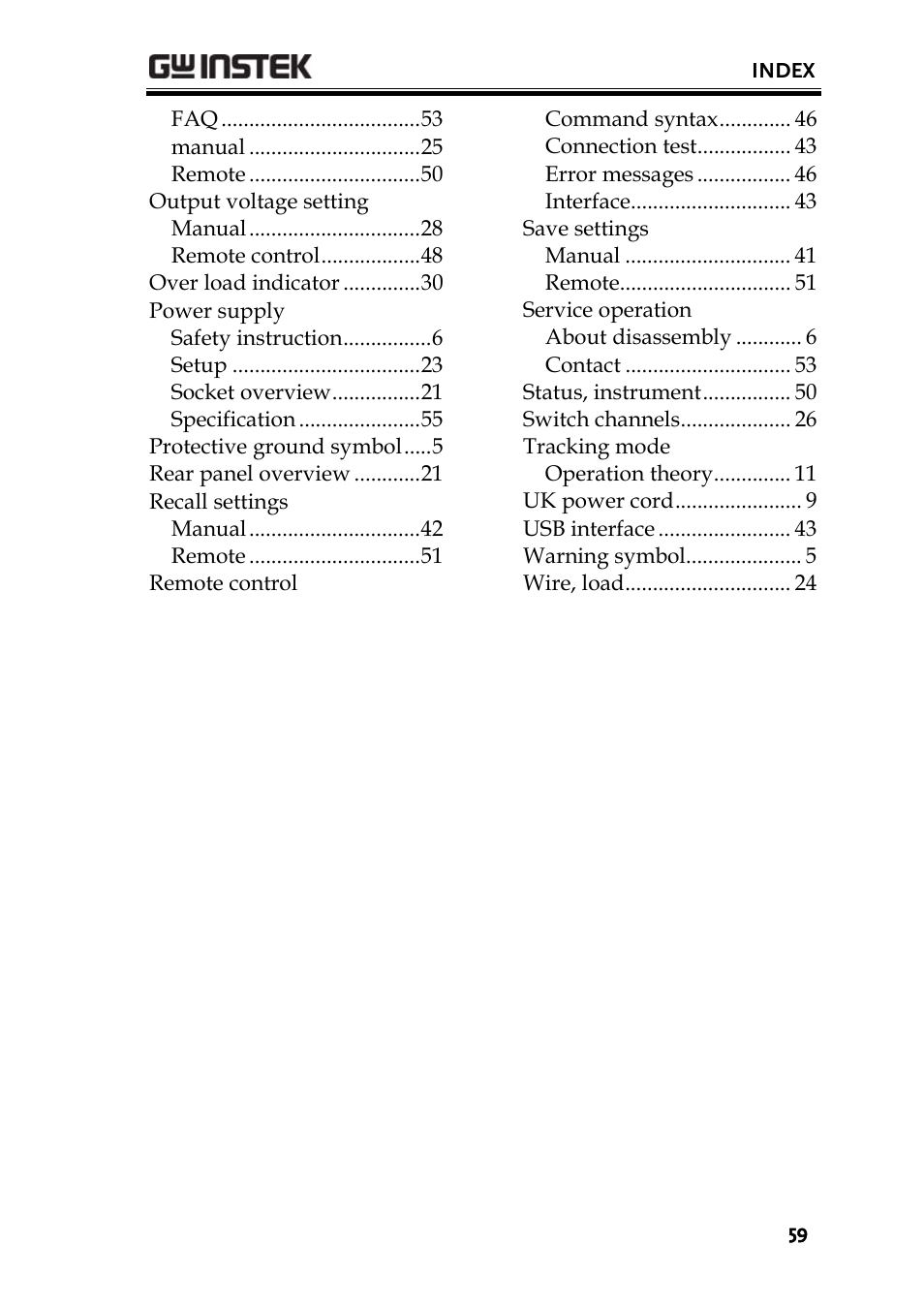 GW Instek GPD-4303S User Manual | Page 59 / 59