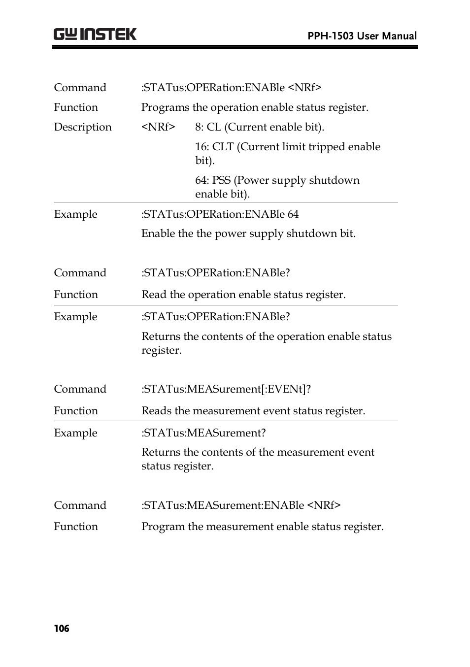 GW Instek PPH-1503 User Manual | Page 106 / 137