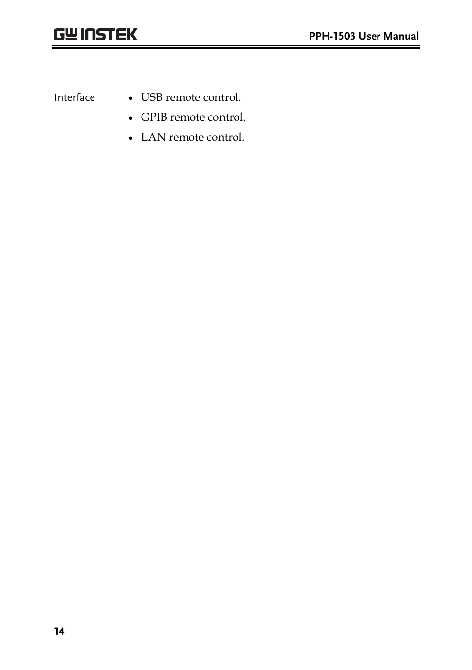 GW Instek PPH-1503 User Manual | Page 14 / 137