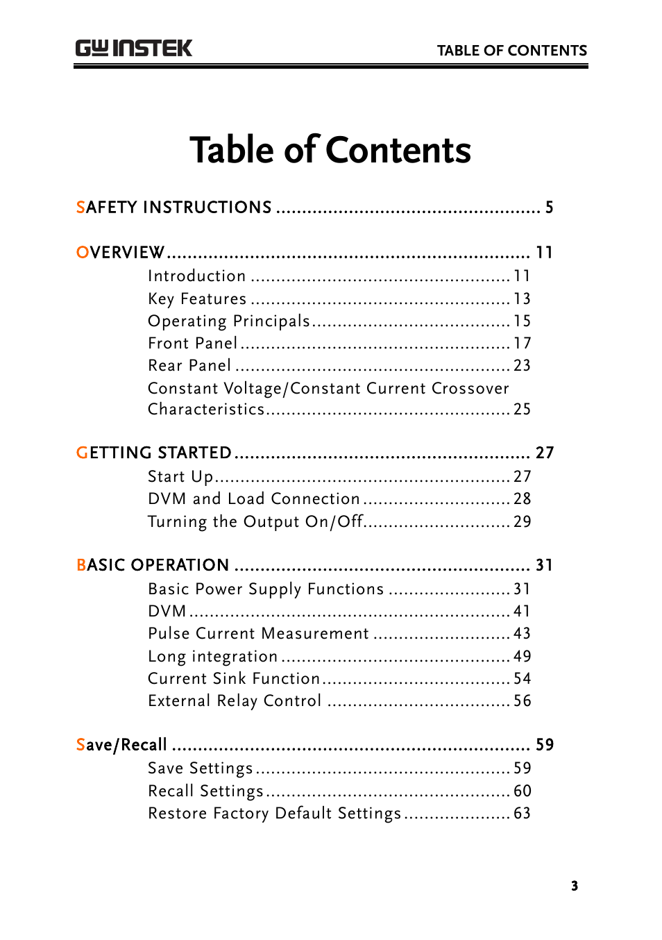 GW Instek PPH-1503 User Manual | Page 3 / 137