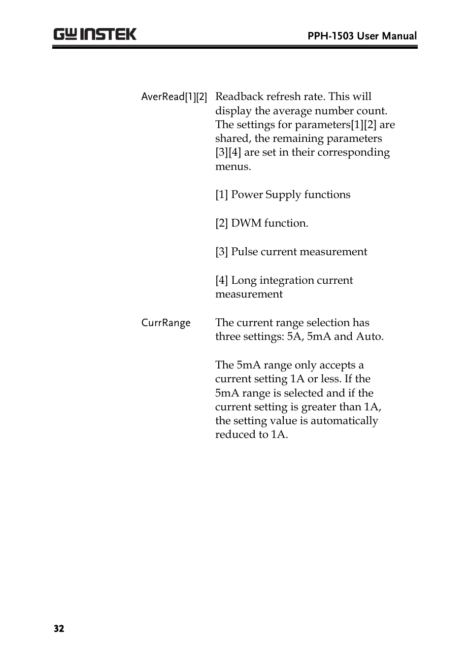 GW Instek PPH-1503 User Manual | Page 32 / 137