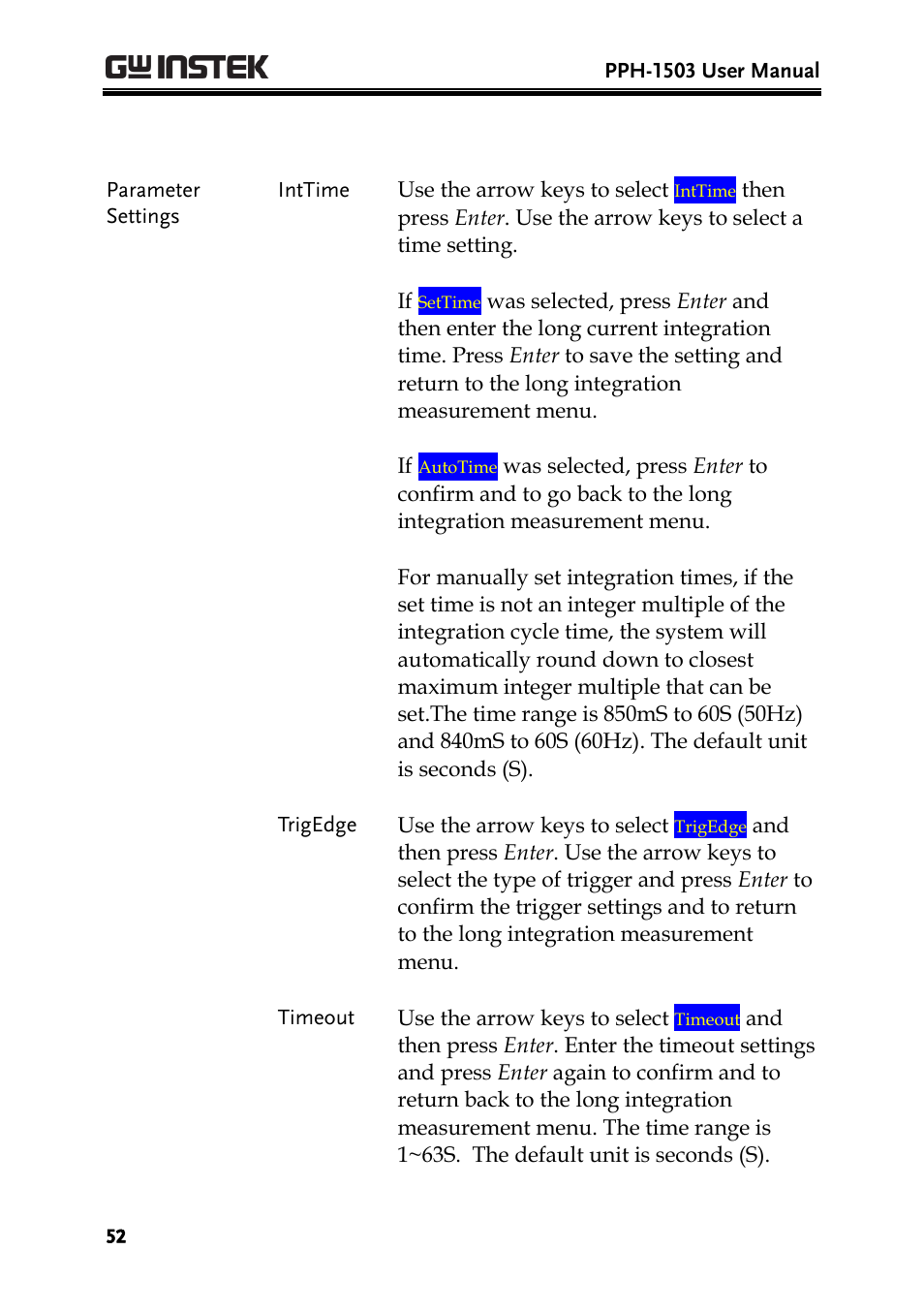GW Instek PPH-1503 User Manual | Page 52 / 137
