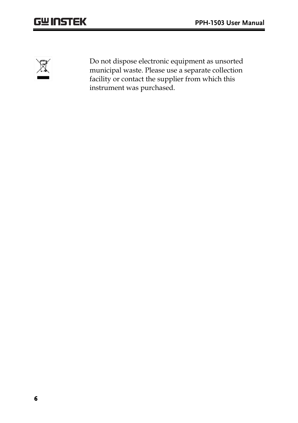 GW Instek PPH-1503 User Manual | Page 6 / 137