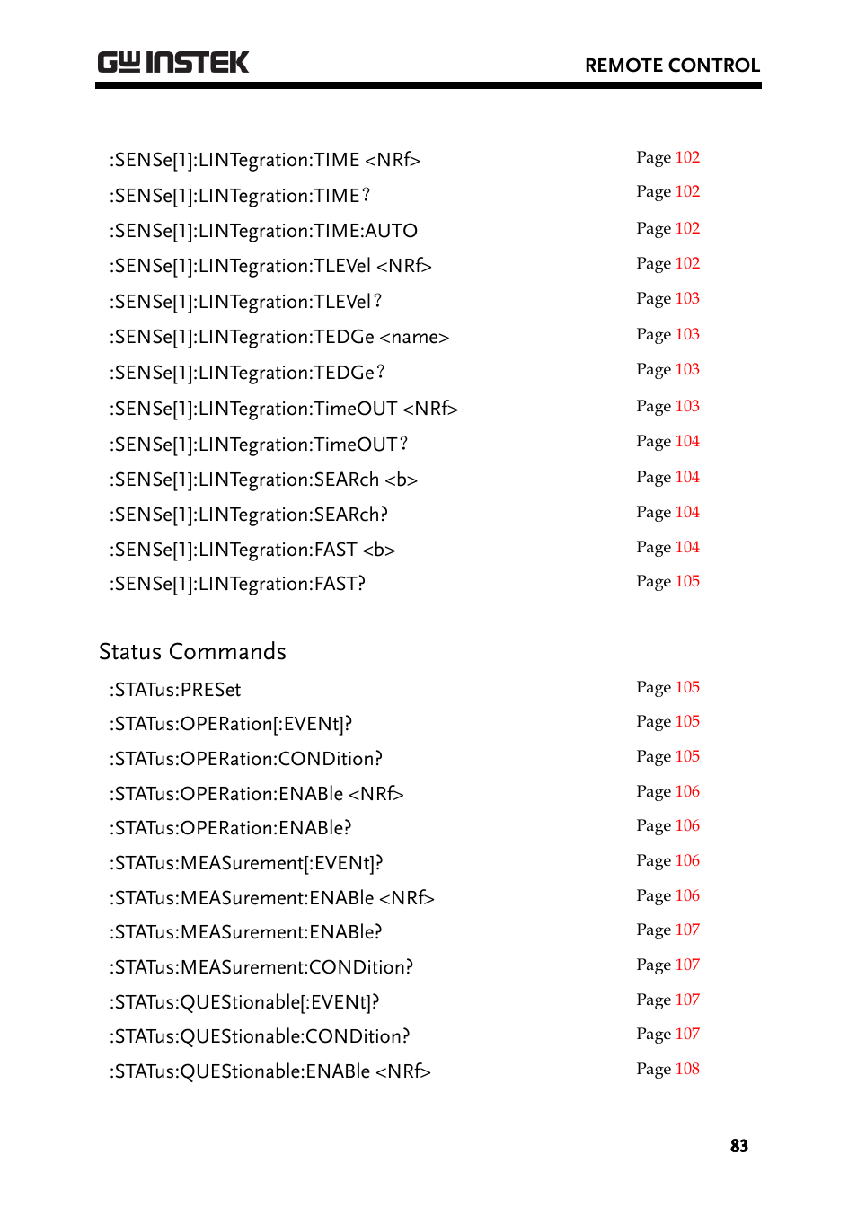 Status commands | GW Instek PPH-1503 User Manual | Page 83 / 137