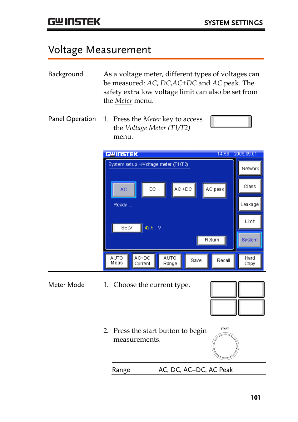 Voltage measurement | GW Instek GLC-9000 User Manual User Manual | Page 101 / 187