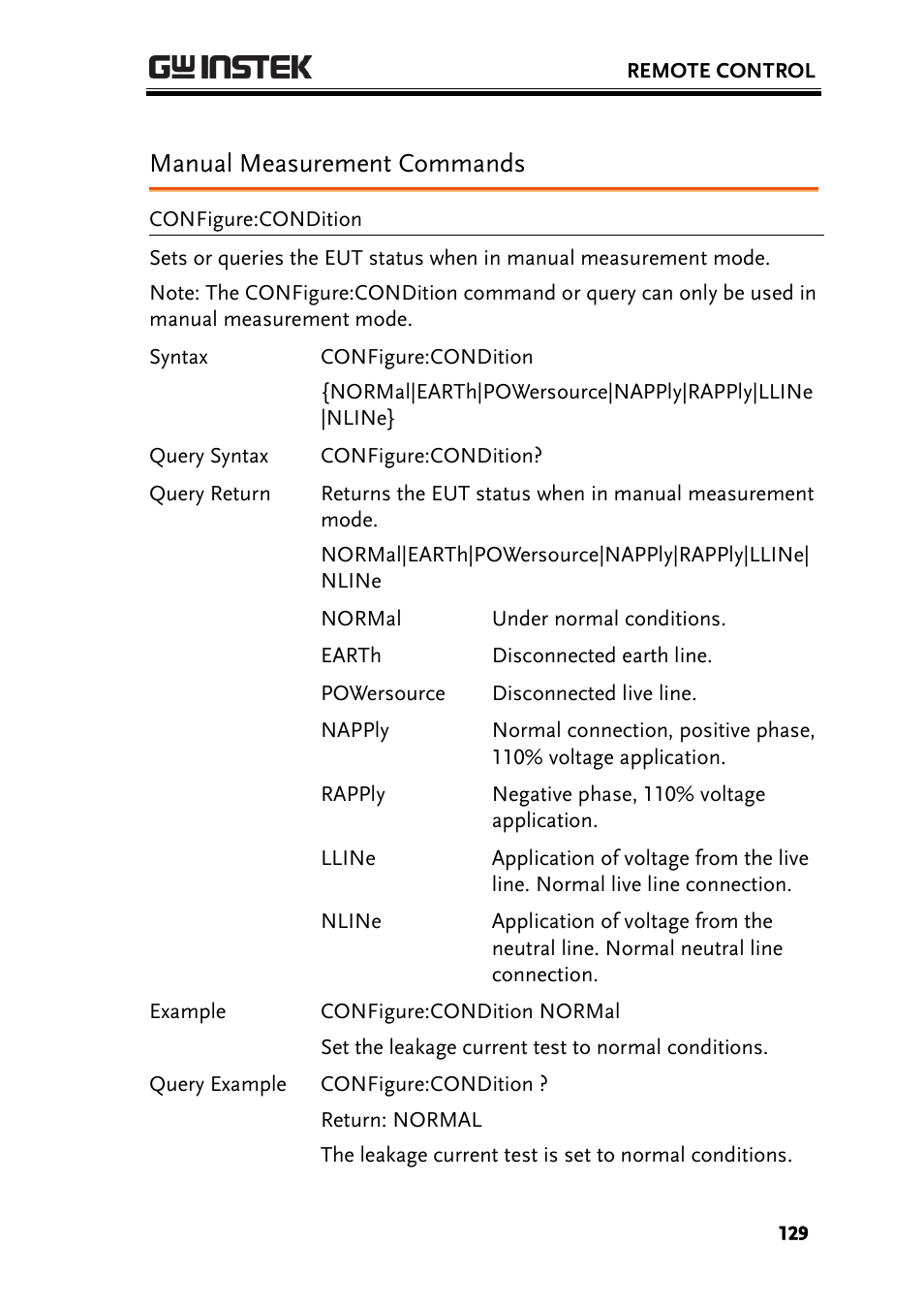 Manual measurement commands | GW Instek GLC-9000 User Manual User Manual | Page 129 / 187