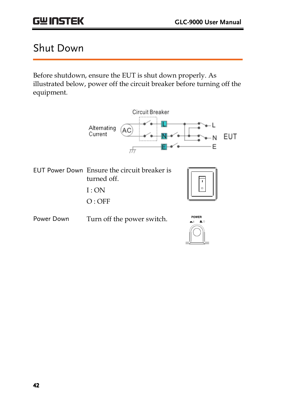 Shut down | GW Instek GLC-9000 User Manual User Manual | Page 42 / 187