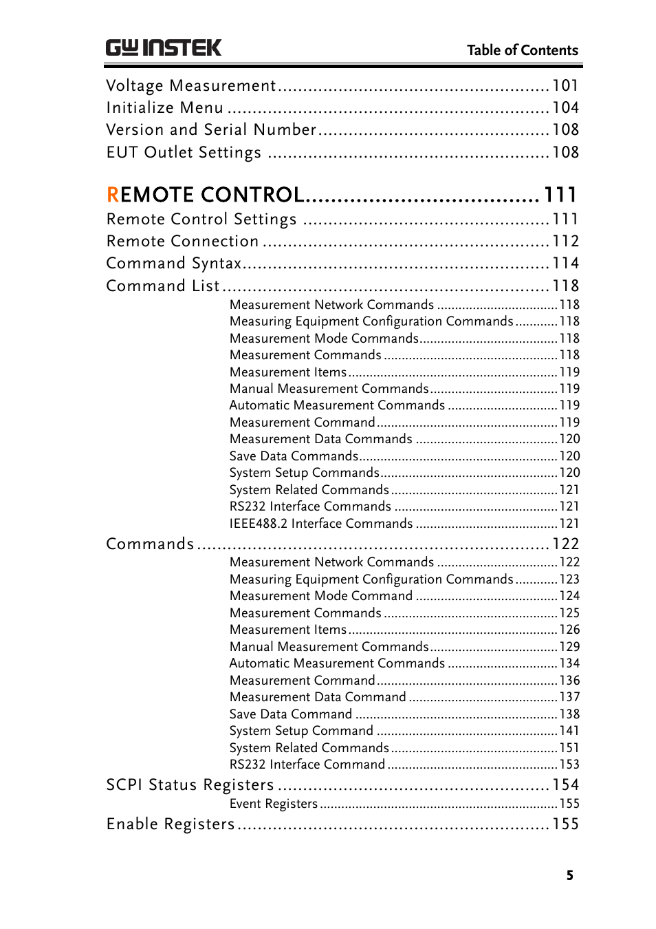 Remote control | GW Instek GLC-9000 User Manual User Manual | Page 5 / 187