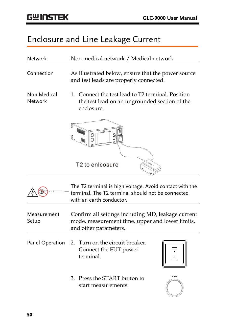 Enclosure and line leakage current | GW Instek GLC-9000 User Manual User Manual | Page 50 / 187