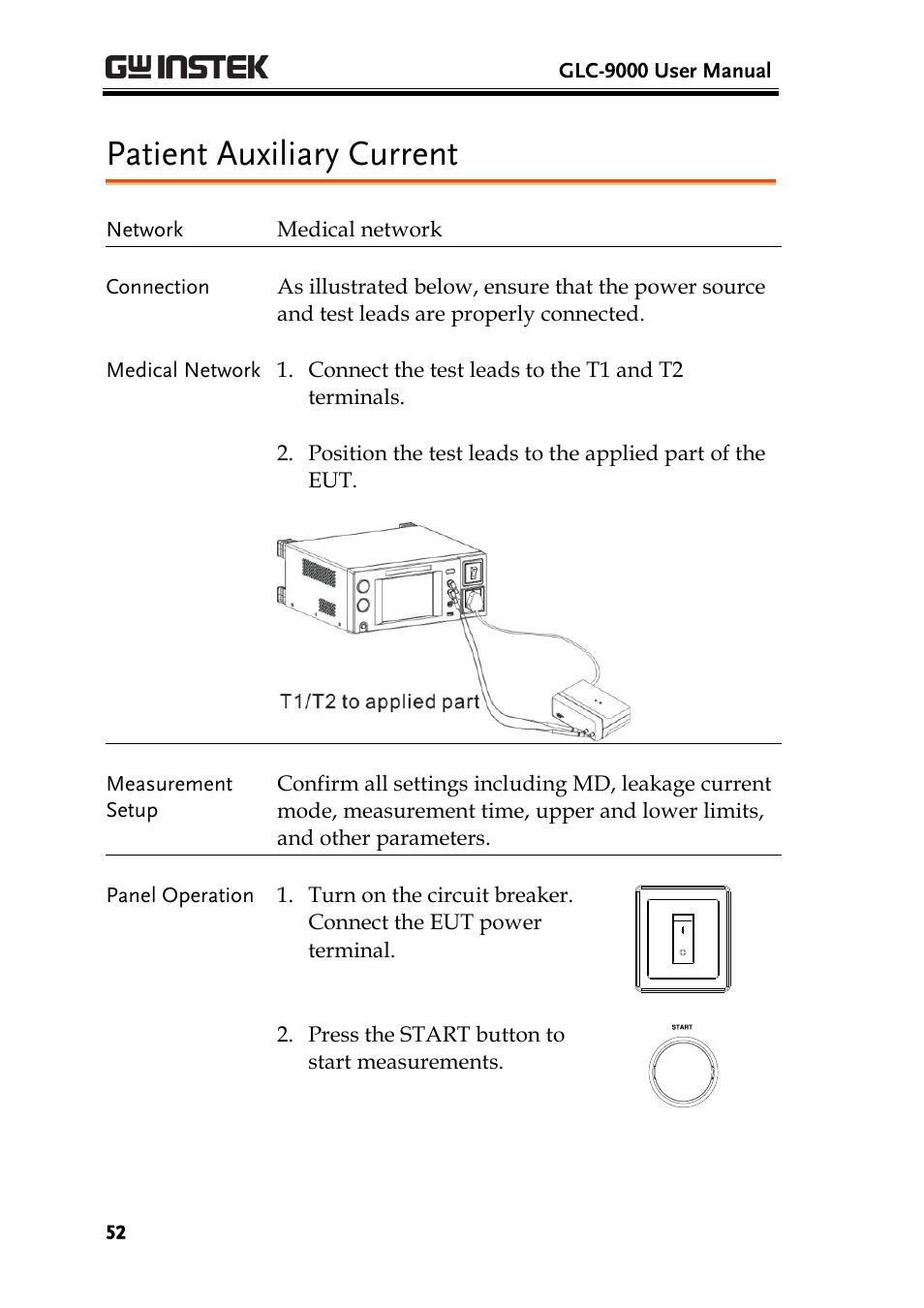 Patient auxiliary current | GW Instek GLC-9000 User Manual User Manual | Page 52 / 187