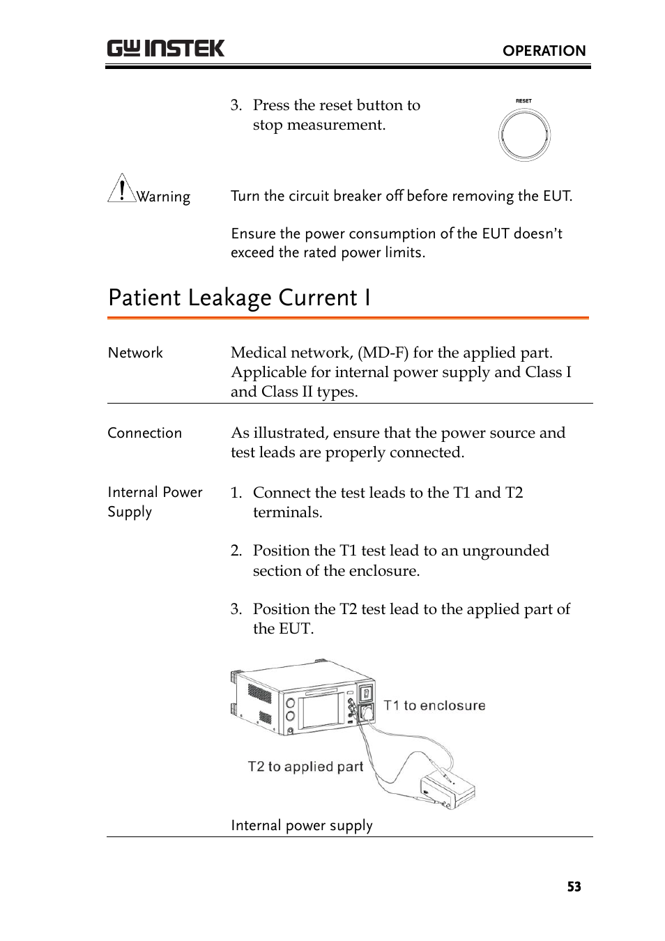 Patient leakage current i | GW Instek GLC-9000 User Manual User Manual | Page 53 / 187