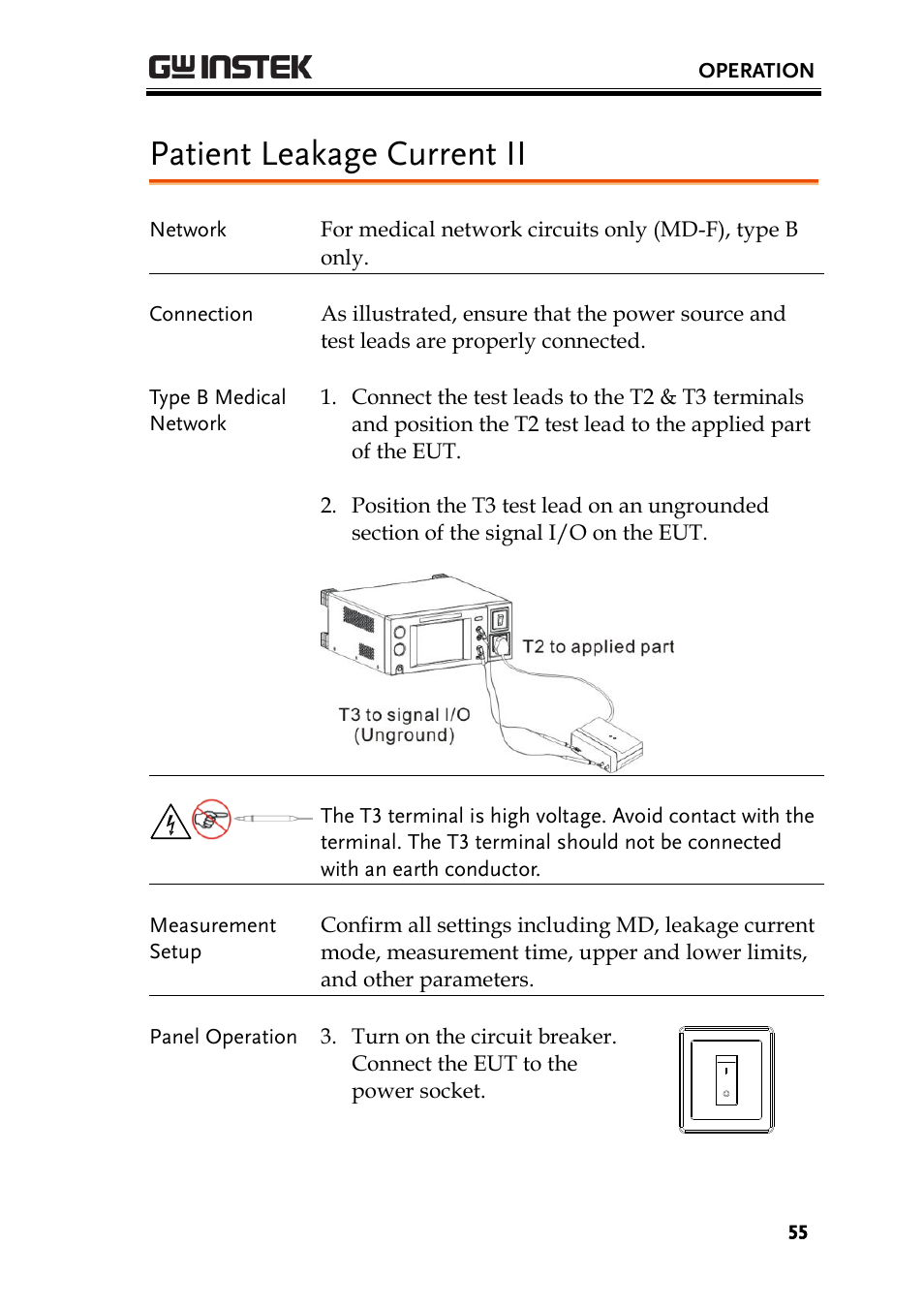 Patient leakage current ii | GW Instek GLC-9000 User Manual User Manual | Page 55 / 187