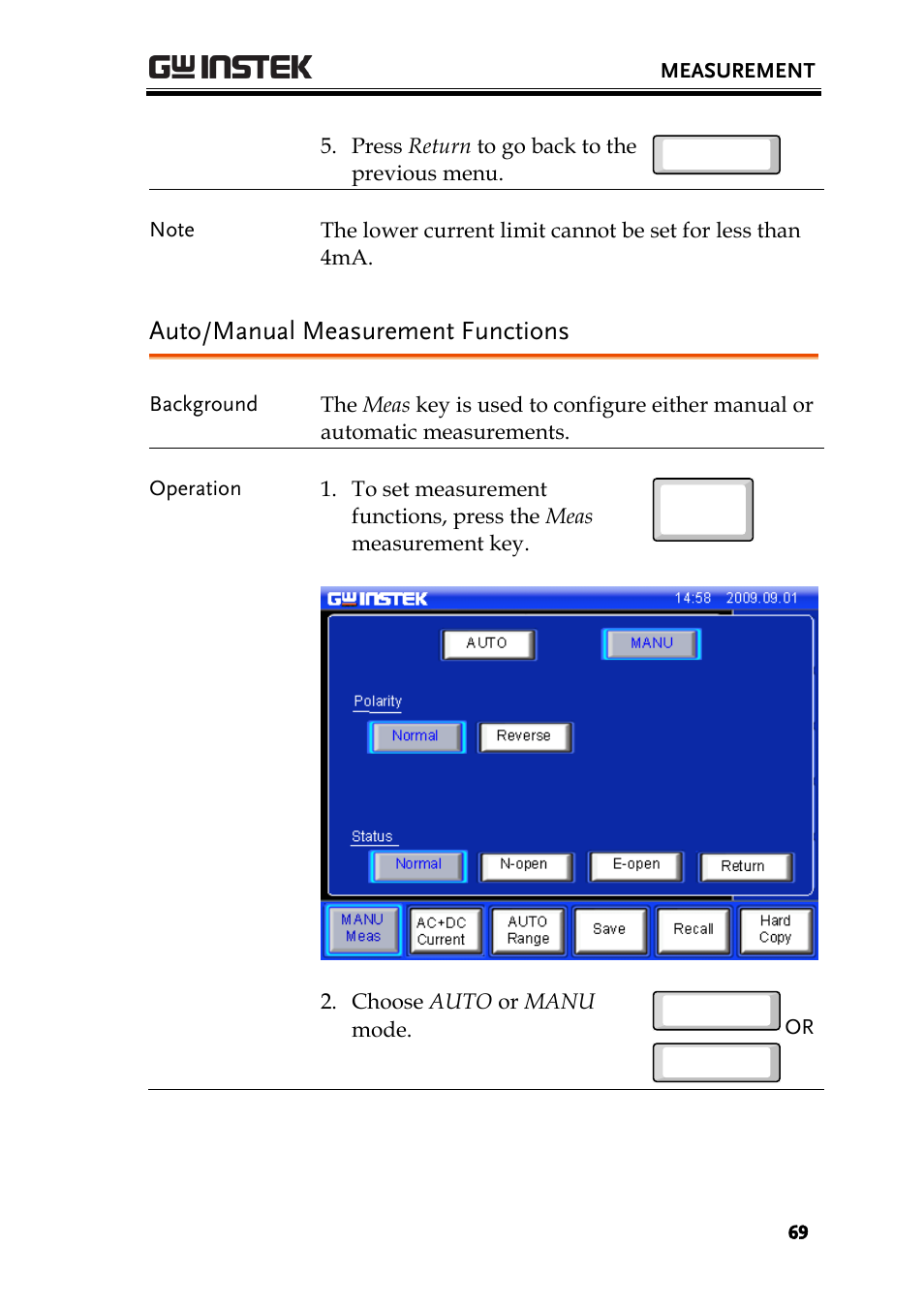 Auto/manual measurement functions | GW Instek GLC-9000 User Manual User Manual | Page 69 / 187