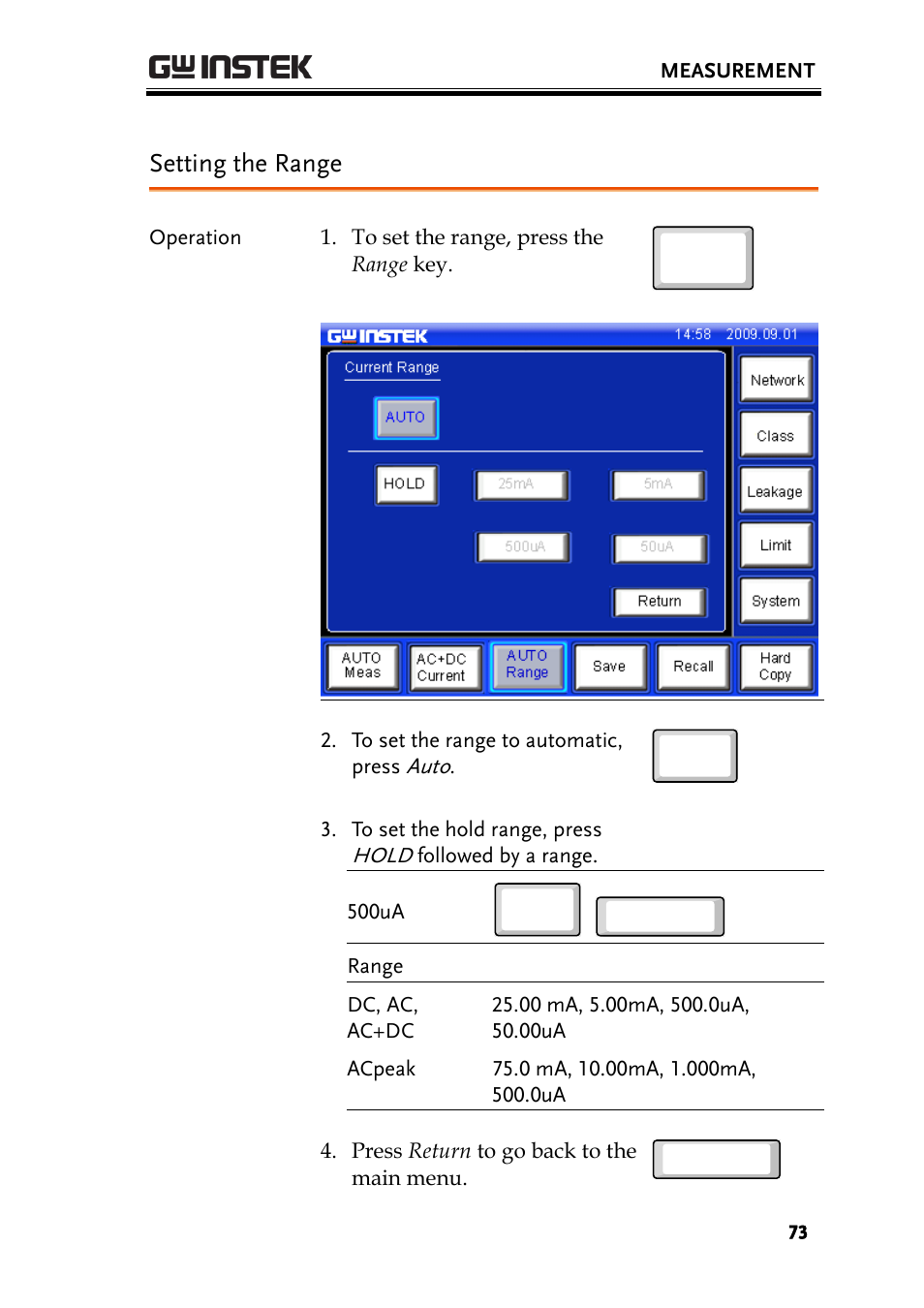 Setting the range | GW Instek GLC-9000 User Manual User Manual | Page 73 / 187