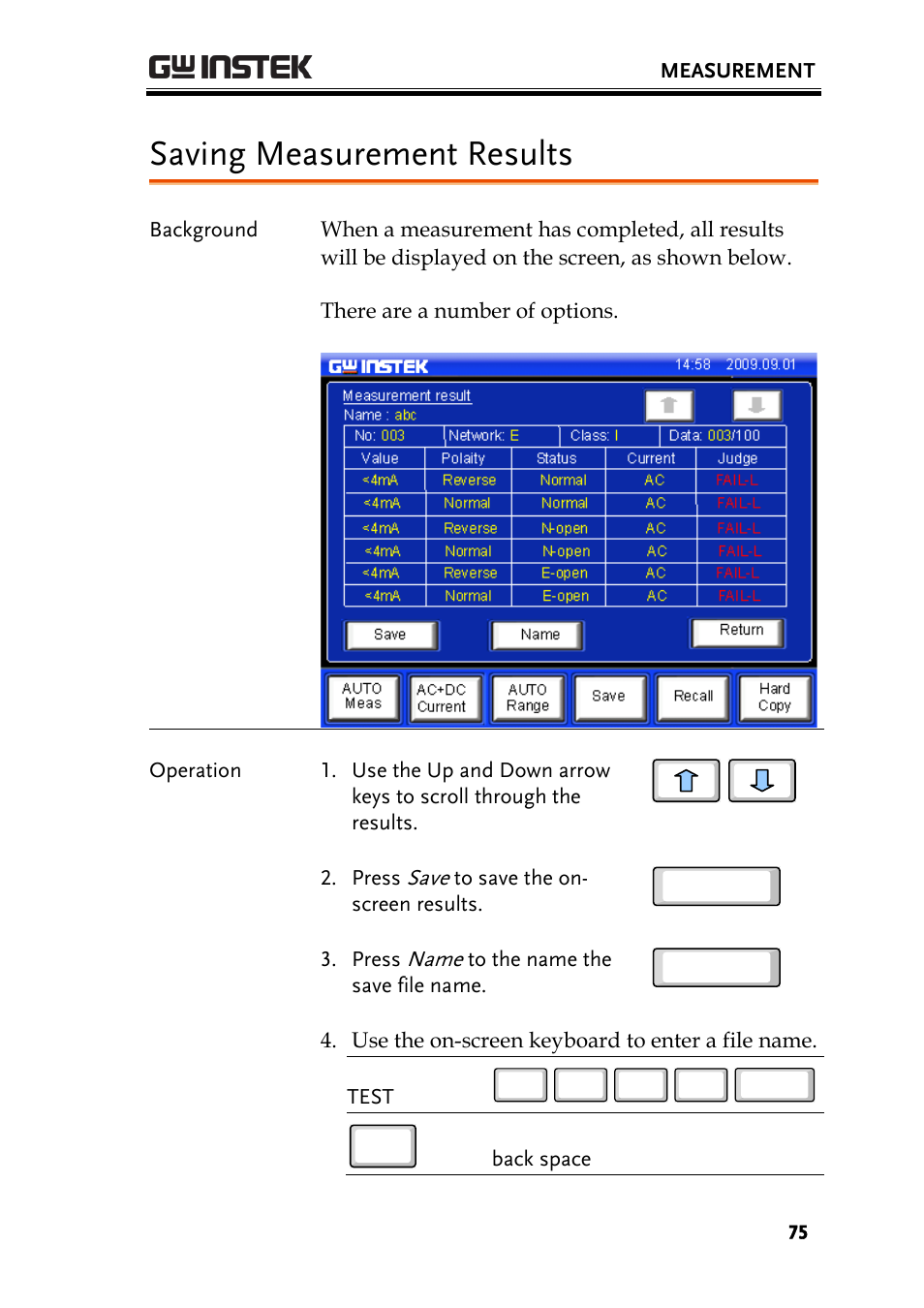 Saving measurement results | GW Instek GLC-9000 User Manual User Manual | Page 75 / 187