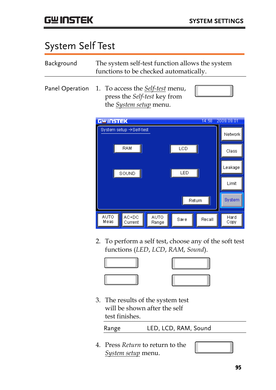 System self test | GW Instek GLC-9000 User Manual User Manual | Page 95 / 187