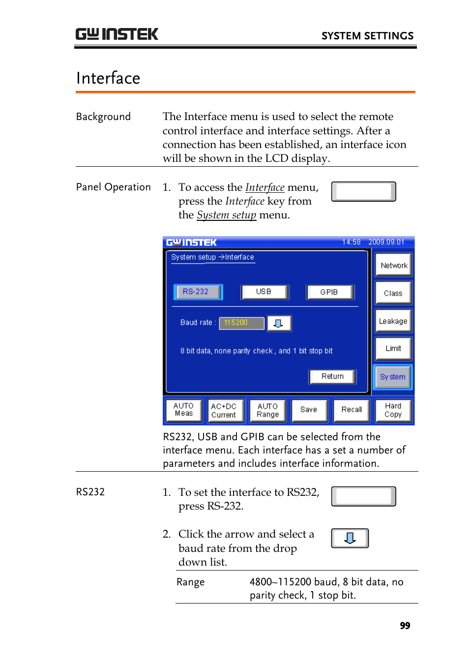 Interface | GW Instek GLC-9000 User Manual User Manual | Page 99 / 187