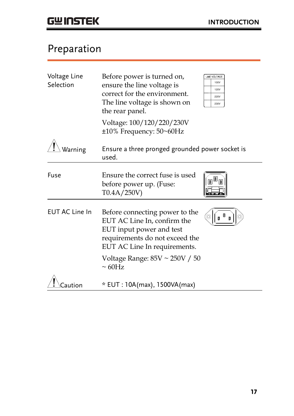 Preparation | GW Instek GPT-9800 series User Manual User Manual | Page 17 / 31