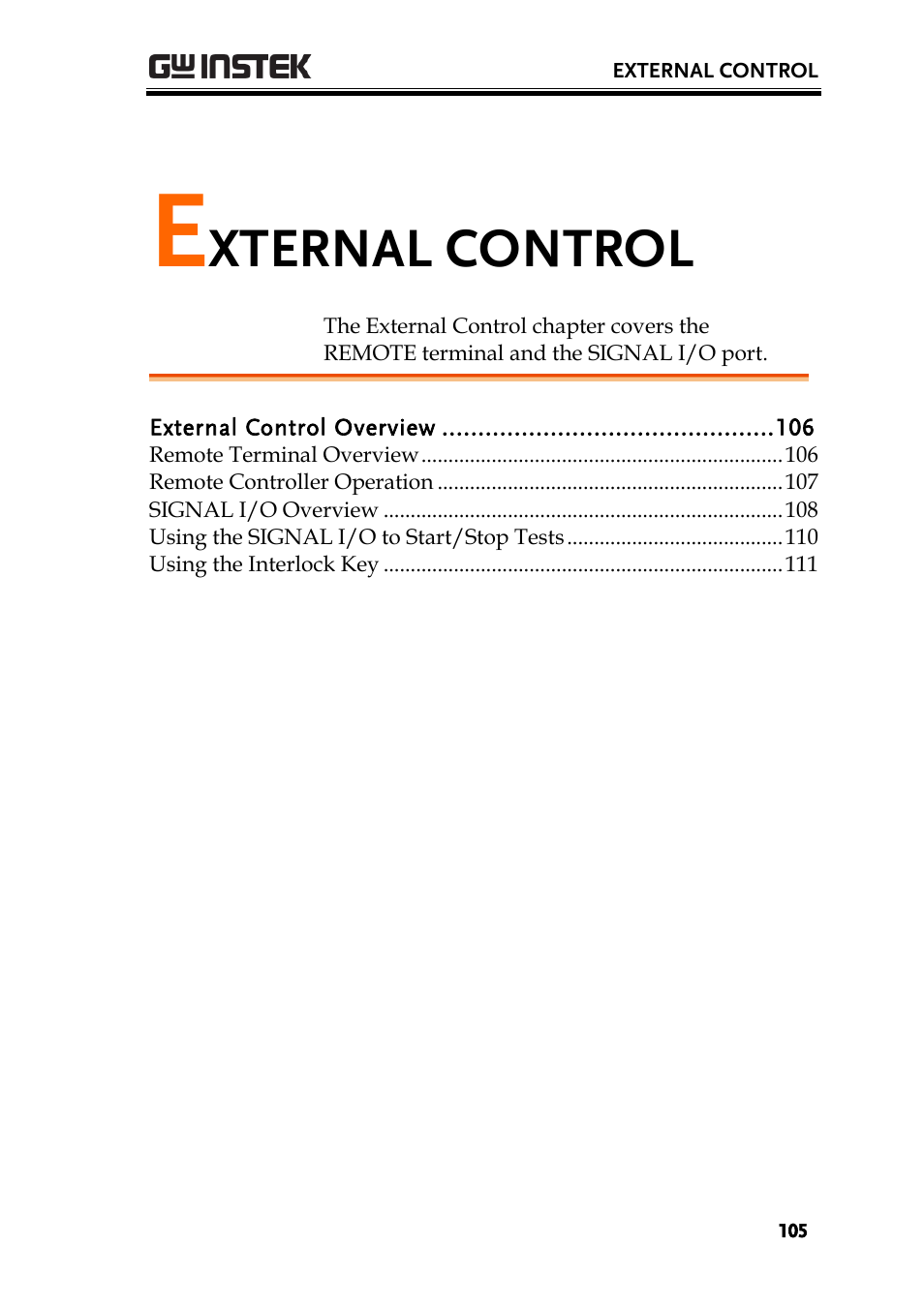 External control, Xternal control | GW Instek GPT-9900 series User Manual User Manual | Page 105 / 179