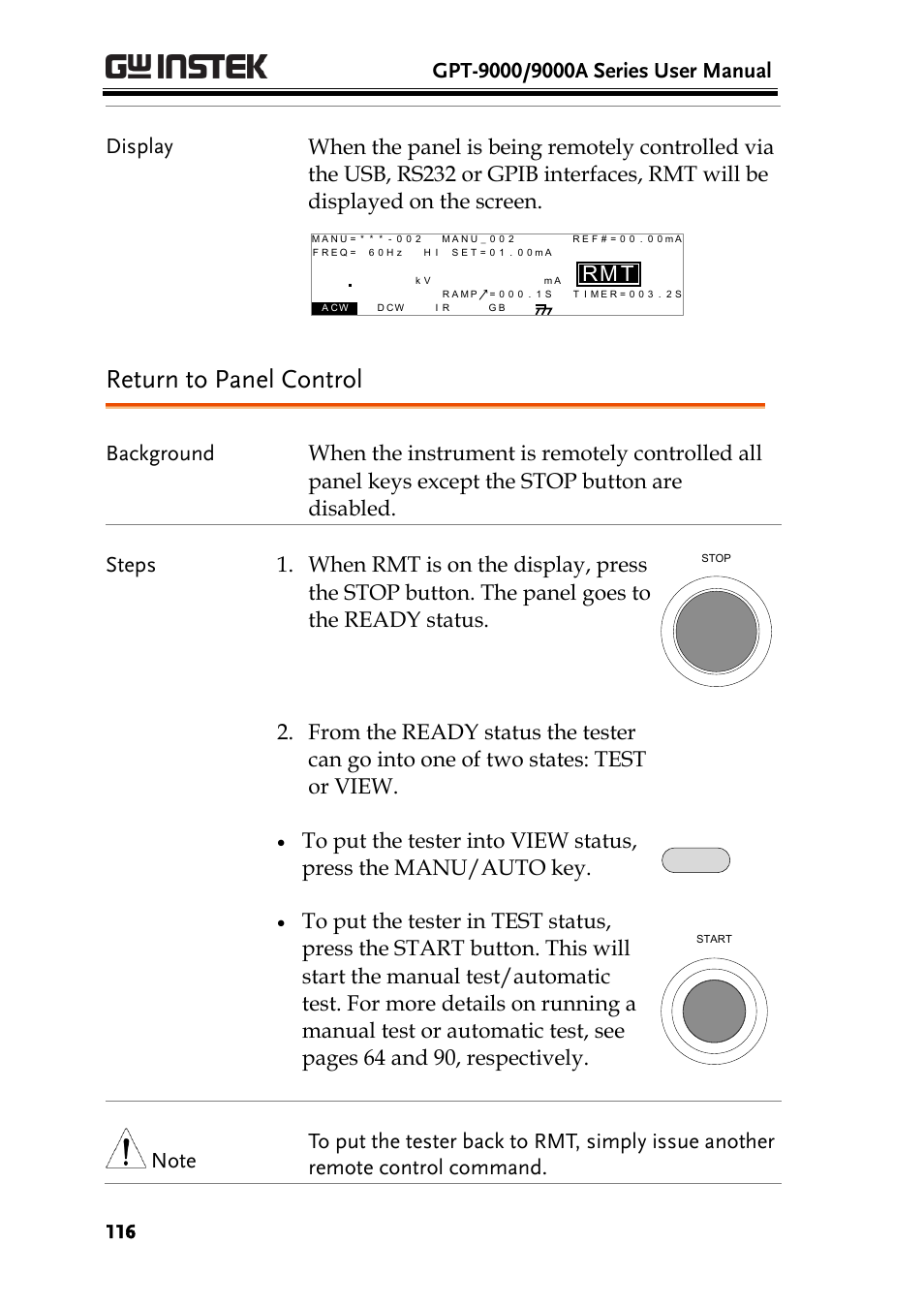 Return to panel control, Tm r | GW Instek GPT-9900 series User Manual User Manual | Page 116 / 179