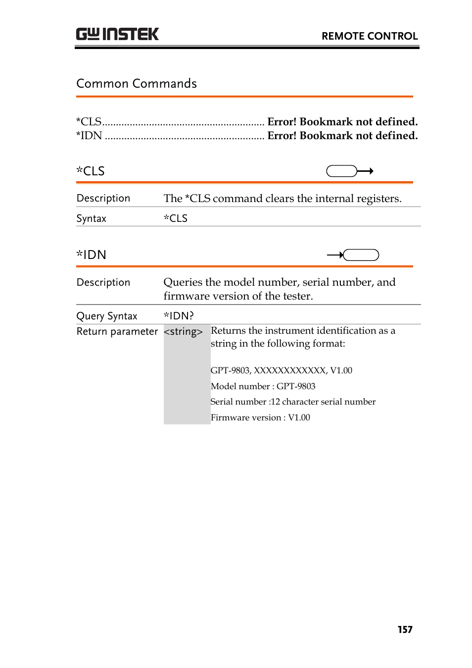 Common commands | GW Instek GPT-9900 series User Manual User Manual | Page 157 / 179