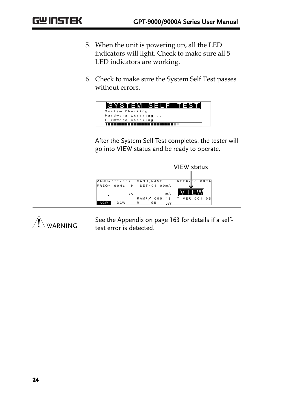 Sy s t e, Ei v, Wview status | GW Instek GPT-9900 series User Manual User Manual | Page 24 / 179