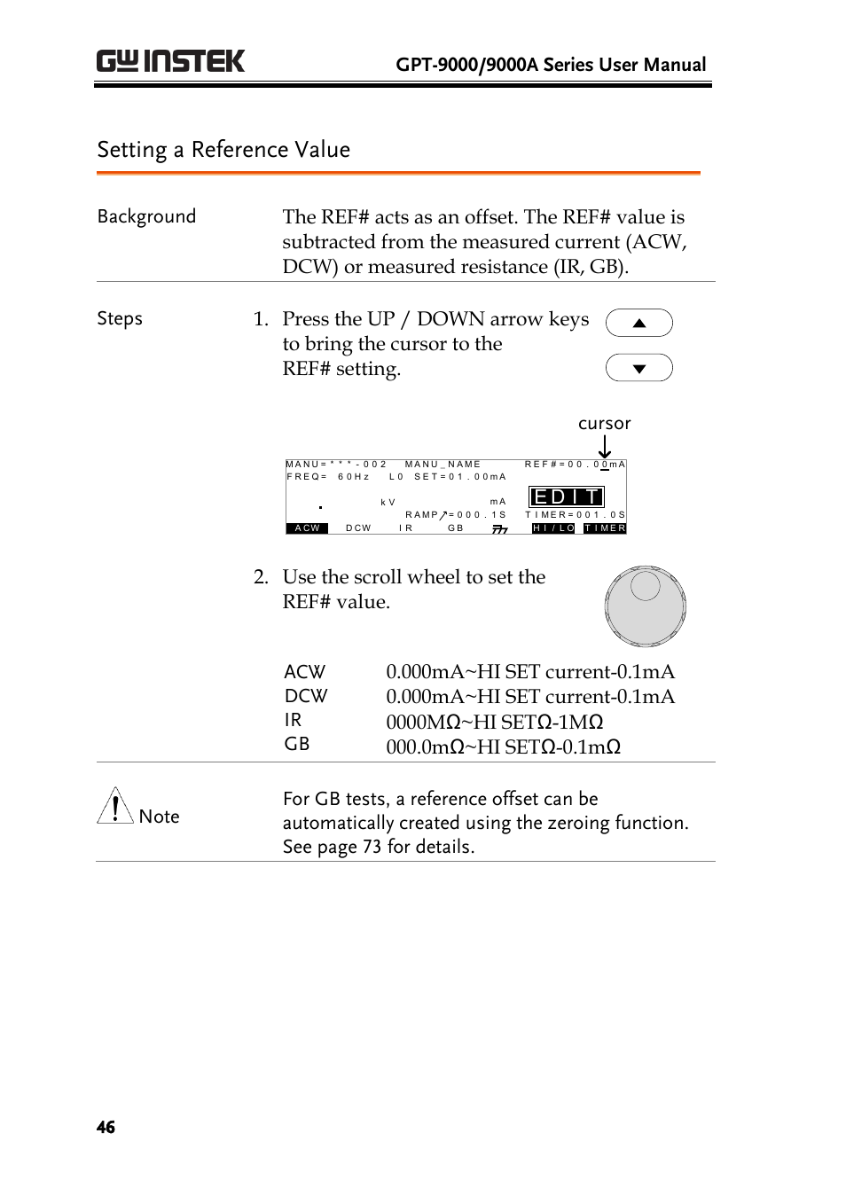 Setting a reference value, Id e | GW Instek GPT-9900 series User Manual User Manual | Page 46 / 179