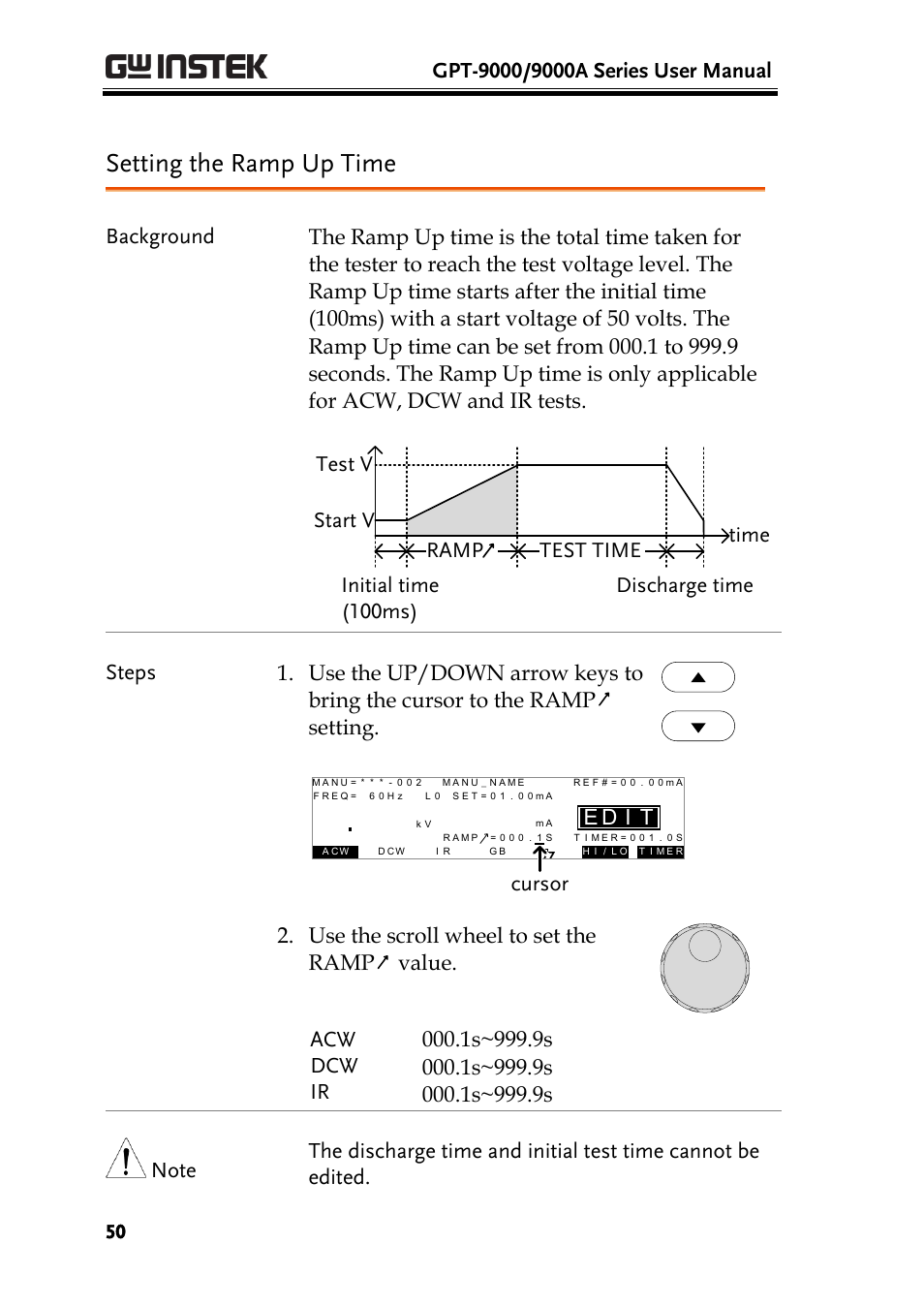 Setting the ramp up time, Id e | GW Instek GPT-9900 series User Manual User Manual | Page 50 / 179