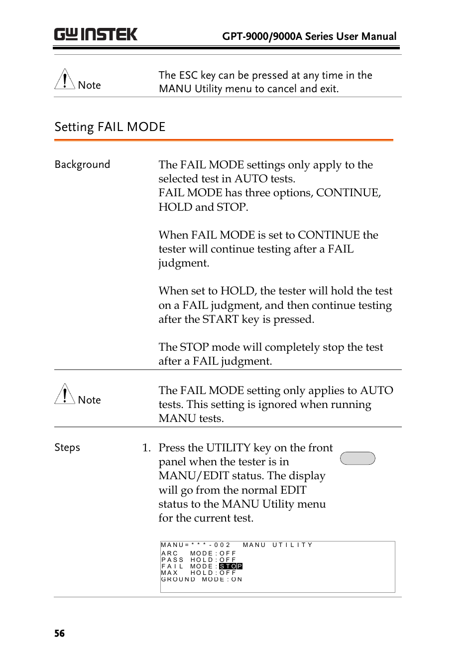 Setting fail mode | GW Instek GPT-9900 series User Manual User Manual | Page 56 / 179