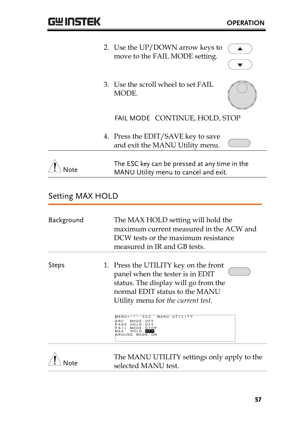 Setting max hold, Operation | GW Instek GPT-9900 series User Manual User Manual | Page 57 / 179
