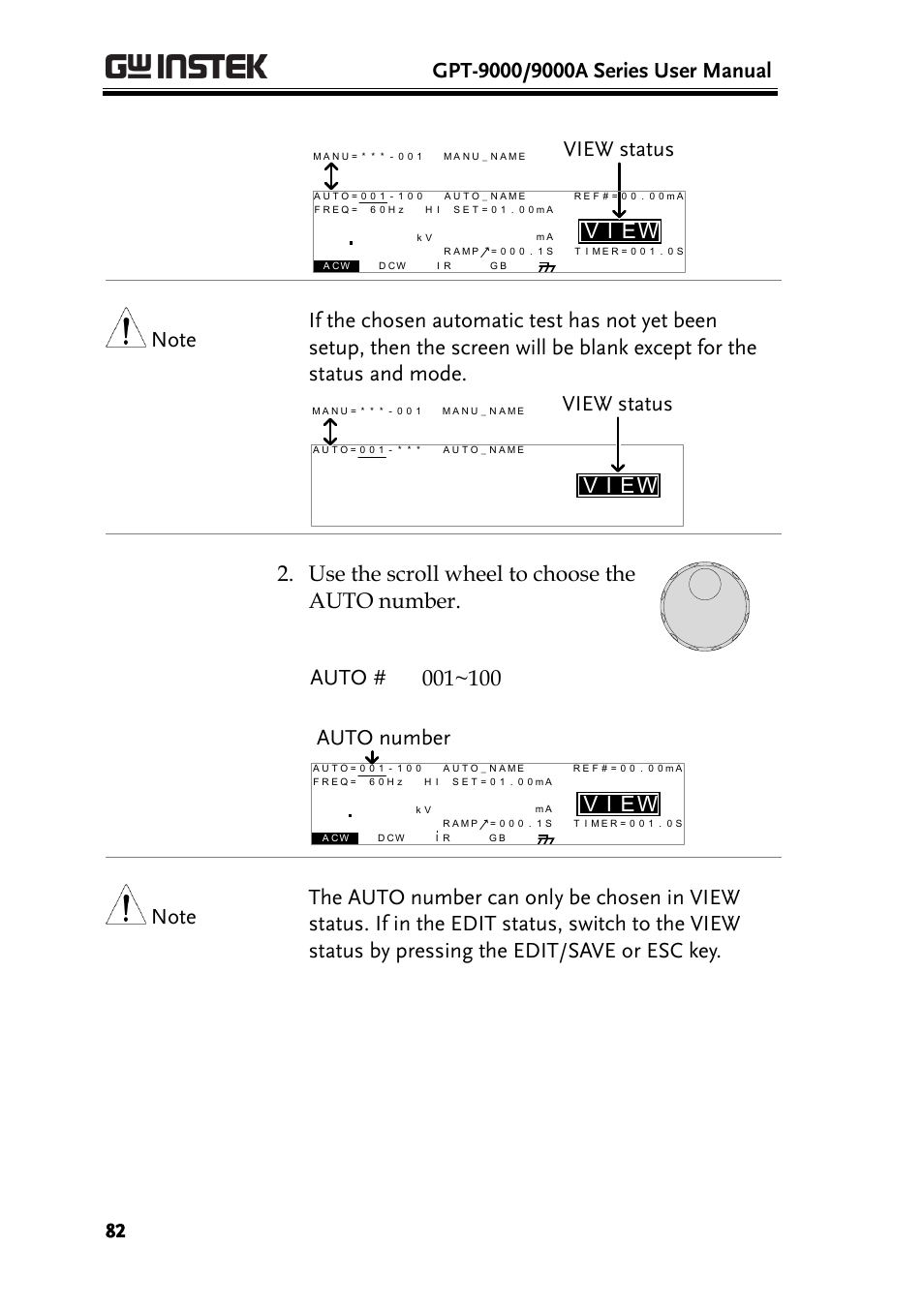 Ei v, View status, Auto number | GW Instek GPT-9900 series User Manual User Manual | Page 82 / 179