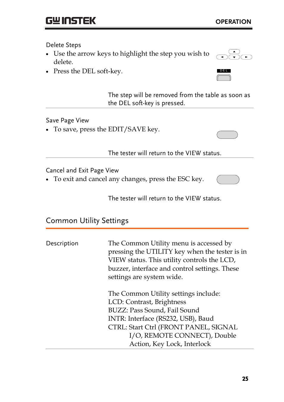 Common utility settings | GW Instek GPT-9900 series Quick Start Guide User Manual | Page 25 / 28